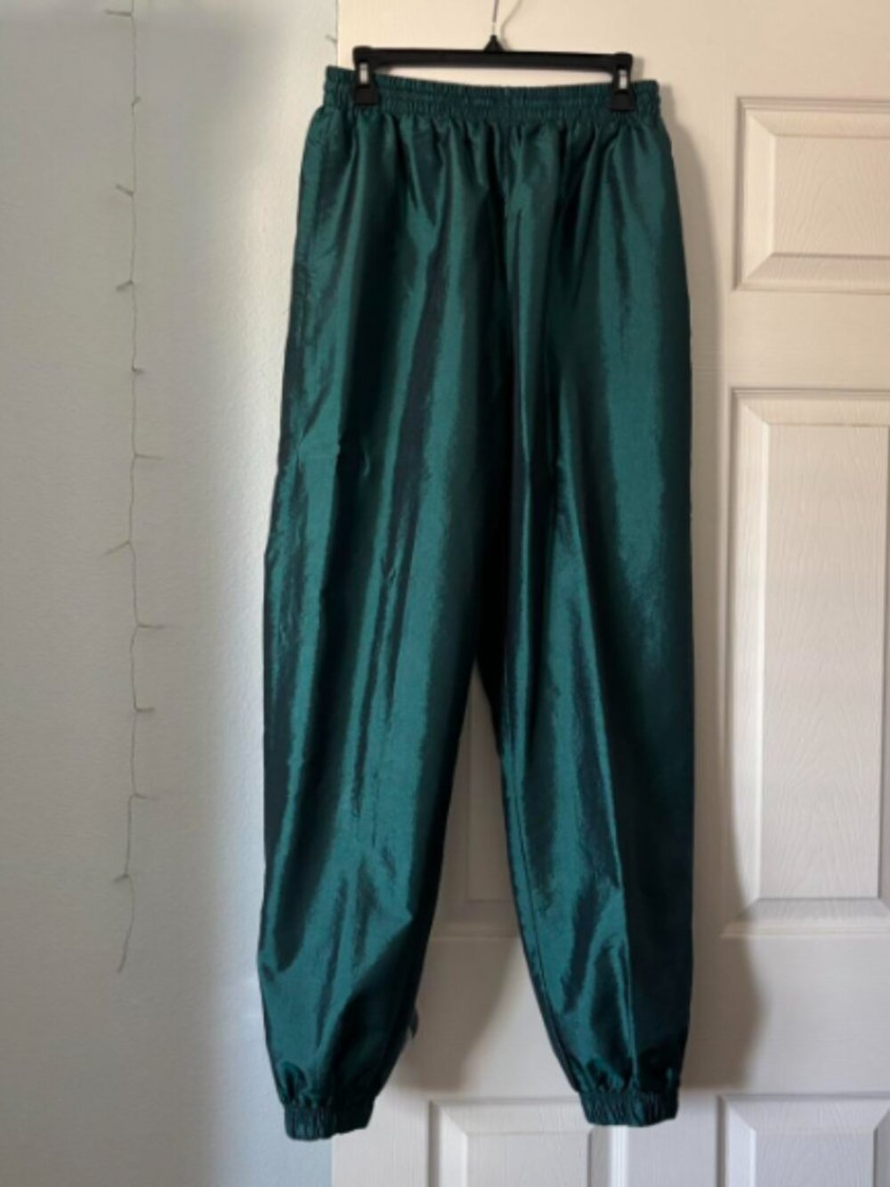 Teal Green 90s parachute Track pants